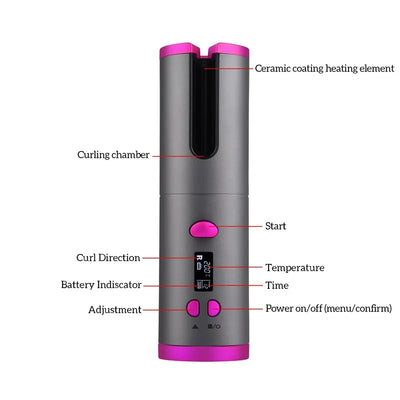 Hair Curler USB Rechargeable Cordless